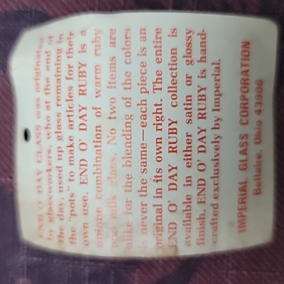 Imperial Glass Corporation, End of Day Ruby, Toothpick holder - Picture 4 of 7